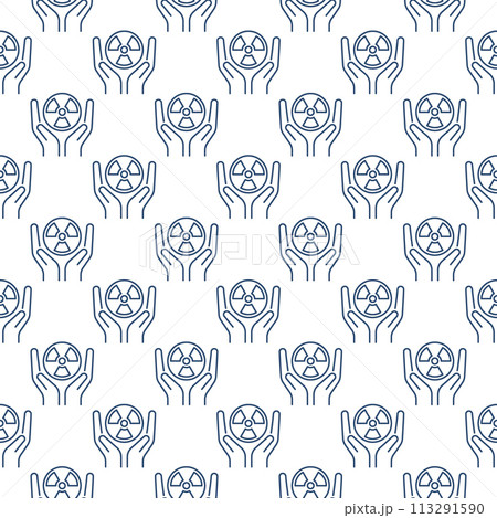 Radiation symbol inside Hands vector linear seamless pattern Radiation symbol inside Hands vector linear seamless pattern 113291590