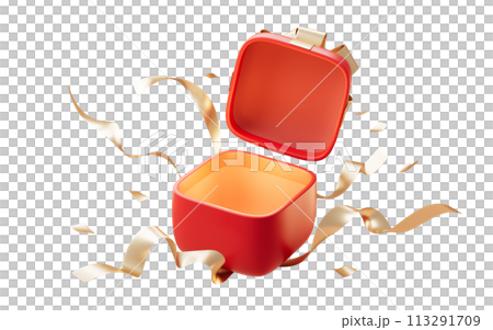 Opening gift box with cartoon style, 3d rendering. 113291709