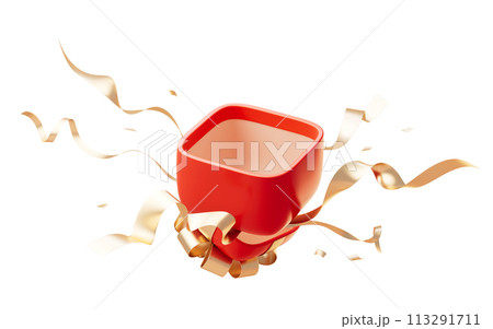 Opening gift box with cartoon style, 3d rendering. Opening gift box with cartoon style, 3d rendering. 113291711