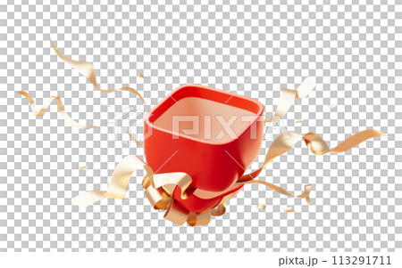 Opening gift box with cartoon style, 3d rendering. Opening gift box with cartoon style, 3d rendering. 113291711