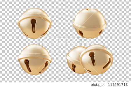 Golden round bells, 3d rendering. 113291718