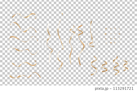 Golden celebration ribbon elements, 3d rendering. 113291721