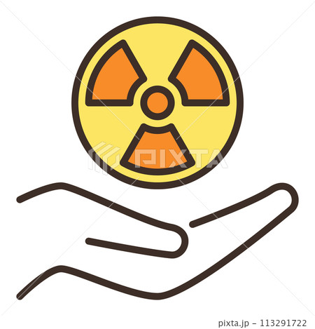 Round Radiation symbol on Hand vector colored icon or design element 113291722