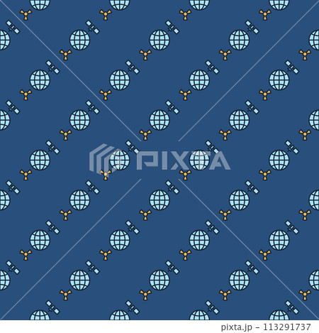 Space Based Nukes with Earth and Satellite vector colored seamless pattern 113291737