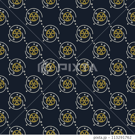 Nuclear Bomb in Space vector thin line seamless pattern 113291762