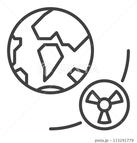 Earth and Nuclear Orbital Bomb in Space vector thin line icon or symbol 113291779