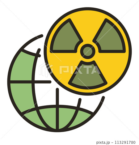 Earth Globe with Radiation symbol vector colored icon or sign 113291780