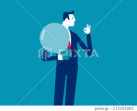 Businessman is showing a gesture okay. Best idea successful 113291865