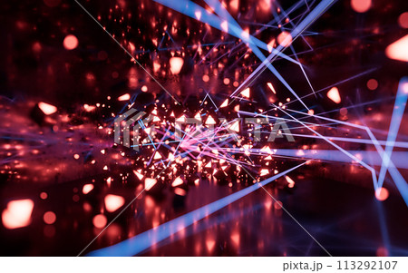Glowing neon lines tunnel, 3d rendering. Glowing neon lines tunnel, 3d rendering. 113292107