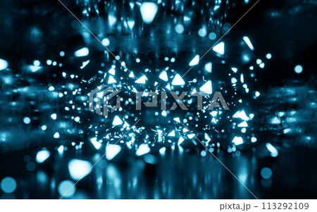 Glowing neon lights tunnel, 3d rendering. 113292109