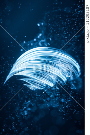 Flowing curve and particles background, 3d rendering. Flowing curve and particles background, 3d rendering. 113292187