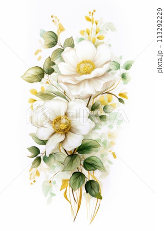 Large white flowers with leaves 113292229