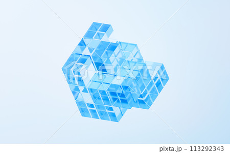 Abstract cube glass geometry background, 3d rendering. 113292343