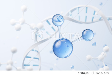 Molecule with biology concept background, 3d rendering. 113292389