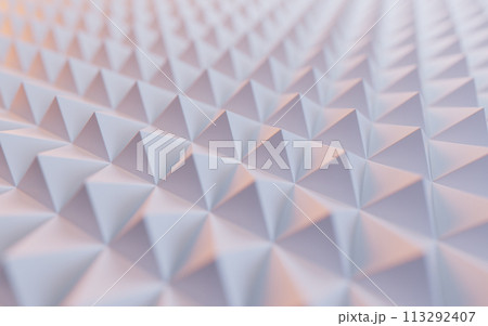 Triangle shape sound-absorbing cotton background, 3d rendering. Triangle shape sound-absorbing cotton background, 3d rendering. 113292407