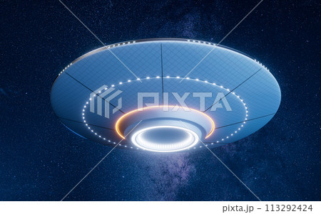 Science fiction UFO spaceships, 3d rendering. Science fiction UFO spaceships, 3d rendering. 113292424