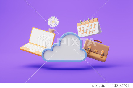 Cloud computing and office, 3d rendering. Cloud computing and office, 3d rendering. 113292701