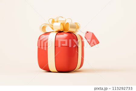 Cartoon gift box, festival elements, 3d rendering. 113292733