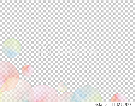 透明水彩で描いたカラフルな水玉のフレーム背景イラスト 113292972