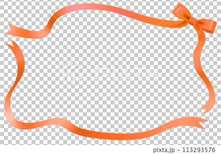 リボンのフレーム　水彩　オレンジ 113293576