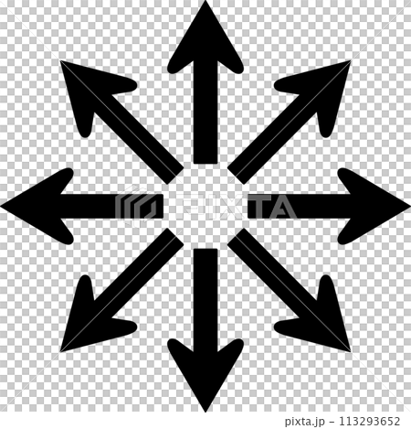 外に向かって広がるモノクロの矢印 外に向かって広がるモノクロの矢印 113293652