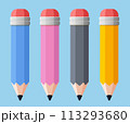 pencils set flat design isolated 113293680