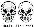 skull head drawing isolated design 113293681