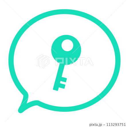 シンプルな緑色の鍵マークと吹き出し 113293751