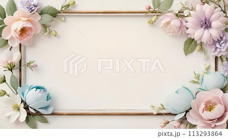 花の背景フレーム素材 花の背景フレーム素材 113293864