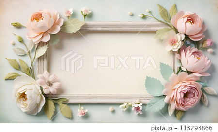 花の背景フレーム素材 花の背景フレーム素材 113293866
