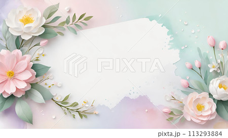 花の背景フレーム素材 113293884