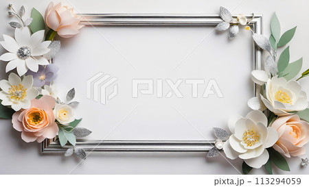 花の背景フレーム素材 113294059