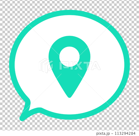 A simple green map mark and speech bubble A simple green map mark and speech bubble 113294284