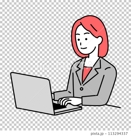 Woman working on a laptop 113294337