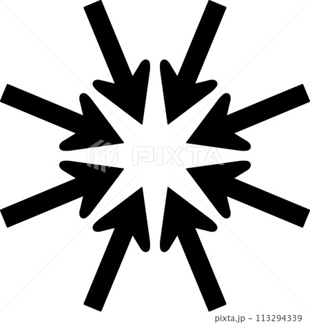 内側へ向いた8個のモノクロ矢印のイラスト 113294339
