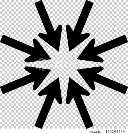 内側へ向いた8個のモノクロ矢印のイラスト 113294339