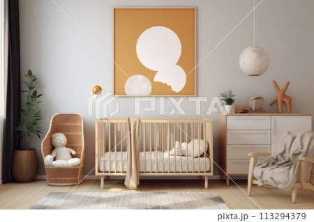Modern Nursery with Abstract Art Modern Nursery with Abstract Art 113294379