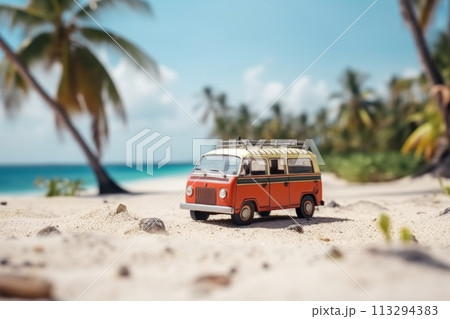 Mini Van on Tropical Beach Mini Van on Tropical Beach 113294383