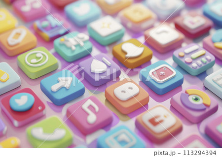 Vibrant Social Media Icons Display 113294394