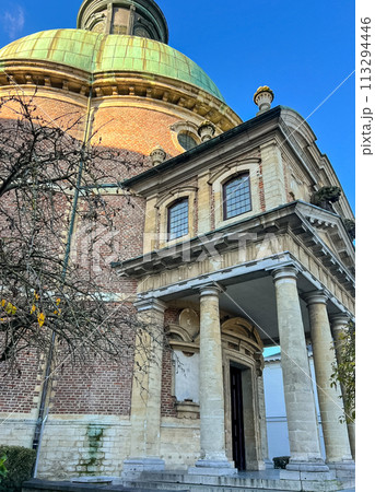 Neoclassical Church with Green Roof, Grand Dome and Ornate Classical Facade 113294446