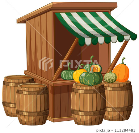 Rustic Market Stall with Fresh Produce Rustic Market Stall with Fresh Produce 113294493