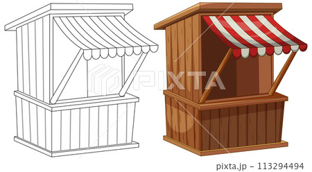Colorful Market Stalls Vector Illustration Colorful Market Stalls Vector Illustration 113294494