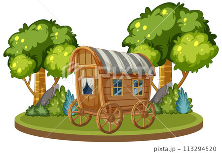 Rustic Wooden Caravan in Nature Rustic Wooden Caravan in Nature 113294520