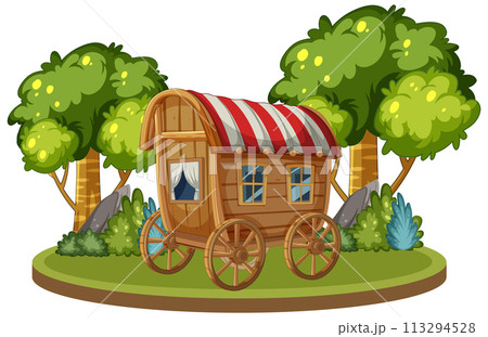 Enchanted Forest Wagon Illustration Enchanted Forest Wagon Illustration 113294528