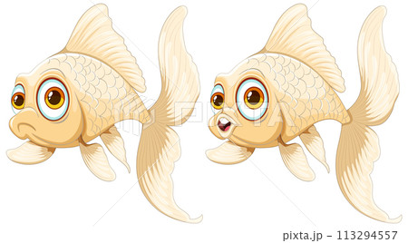 Cheerful Goldfish Friends Vector Illustration 113294557