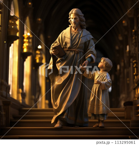 Saint Joseph. betrothed husband of the Blessed Virgin Mary , religion bible evangilia new testament , Jesus Christ child, Nazareth carpenter. birth of Christ The icon of St. Joseph Saint Joseph. betrothed husband of the Blessed Virgin Mary , religion bible evangilia new testament , Jesus Christ child, Nazareth carpenter. birth of Christ The icon of St. Joseph 113295061