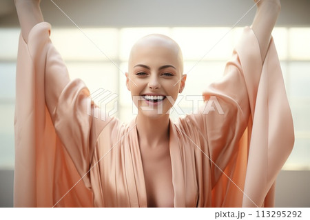 Cancer cell, carcinoma, disease, dangerous illness, recovery from chemotherapy, joy in life, morale boosting, harmful cell destruction treatments, dna, uncontrolled nuclear cell division. 113295292