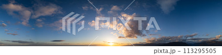 Cloudy Sunset Sky Panorama. Cloudscape Nature Background. 113295505