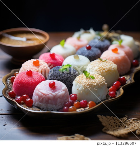 Dongzhi Festival, Celebration, copy space background text , winter solstice festival in China, Traditional Chinese. Shiruko tangyuan rice dumplings, Dongzhi Festival, Celebration, copy space background text , winter solstice festival in China, Traditional Chinese. Shiruko tangyuan rice dumplings, 113296607