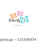 Stylized image of butterfly logo template isolate Vector illustration 113296974